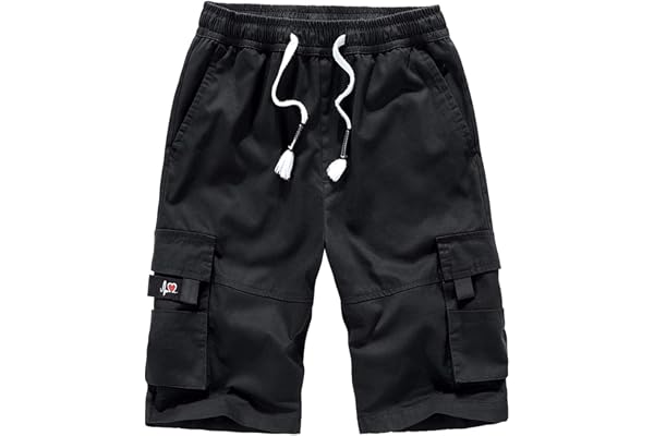 APTRO Men's Cargo Shorts Relaxed Fit Multi-Pockets Elastic Waist Cotton Shorts Outdoor Casual Cargo Shorts