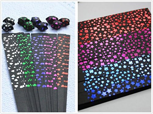 New Foil Stamping Lucky Star Origami Folding Black Paper Strips set16