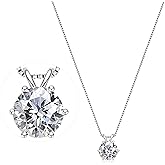 Surcha 2CT Moissanite Pendant Necklace for Women, D Color VVS1 Moissanites 925 Sterling Silver 6 Prong Solitaire Pendant, Adjustable Necklace for Wife, Mom Birthday Gifts
