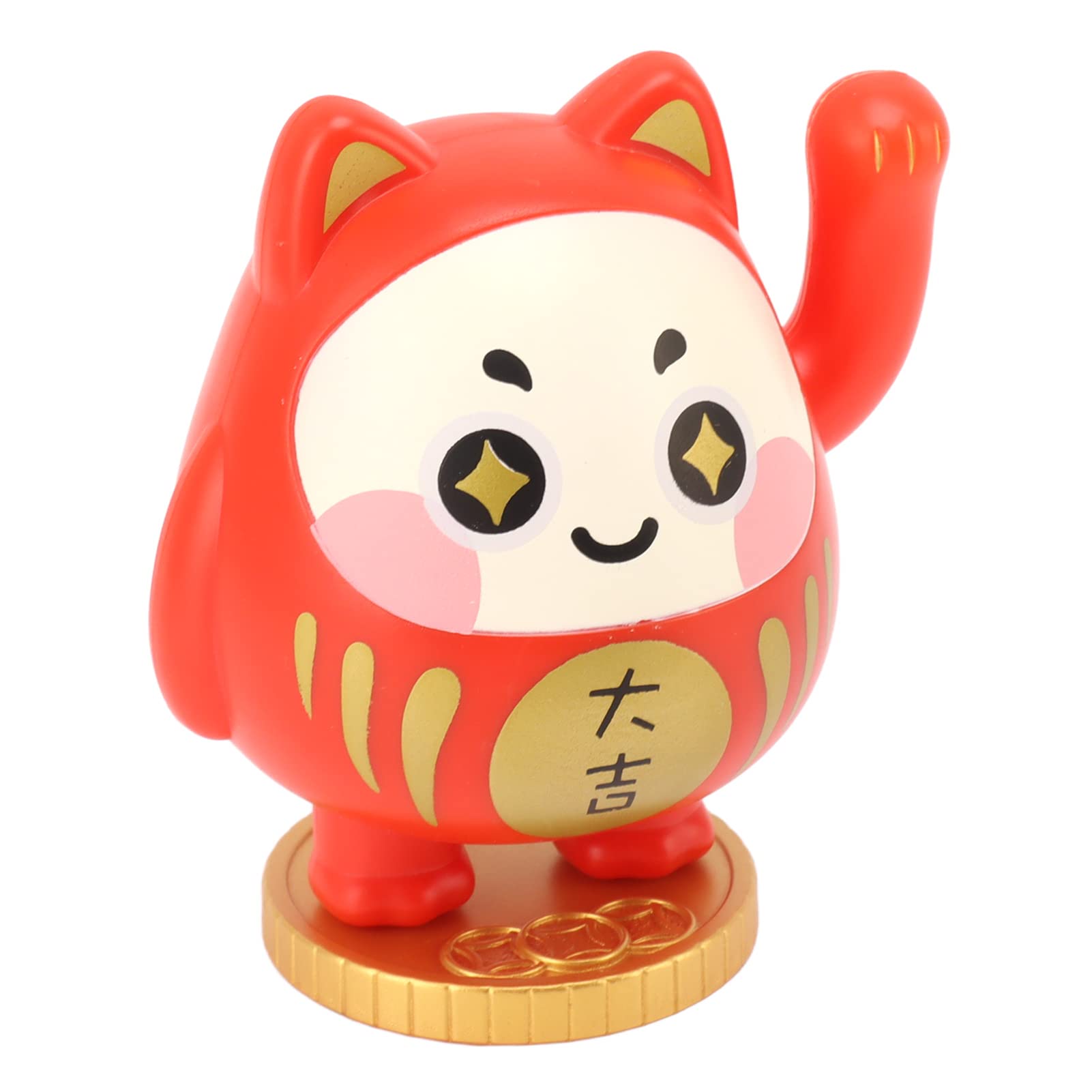 TUORE Solar Lucky Cat, Plastic Energy Efficient Waving Fortune Cat Environmentally Friendly Decorative Ornament for Cafe for Car (Red)