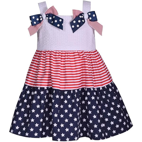 Amazon.com: Bonnie Jean Girls Red White Blue Colorblock Chiffon Hanky Hem  Americana 4th July Dress (4, Blue): Clothing, Shoes & Jewelry