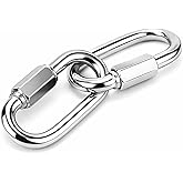 Yolmooat 2Pcs 1/4"(5.6mm) Premium Locking Carabiner,M6 Type D Shape Small Carabiner Quick Link, Chain Quick Links,Perfect for Chain Connectors, Swings,Camping, Hiking Equipment