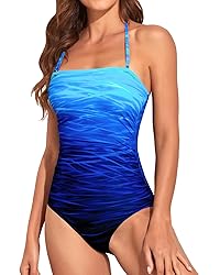 Holipick Women Blue Gradient One Piece Swimsuits