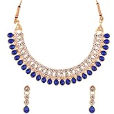 Efulgenz Crystal Choker Indian Jewelry Sets for Women Cubic Zirconia CZ Crystal Choker Necklace Drop Dangle Earrings Set Bollywood Wedding Jewellery