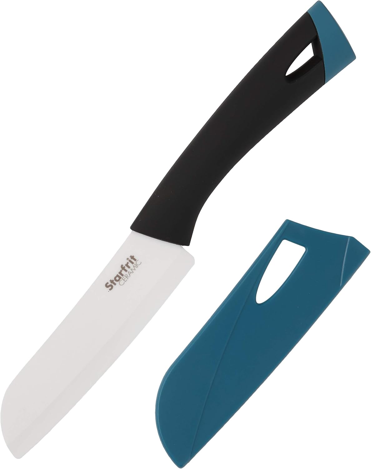 Amazon Com Starfrit 093872 003 New1 5 Ceramic Santoku Knife With Protective Sheath White Black Home Kitchen