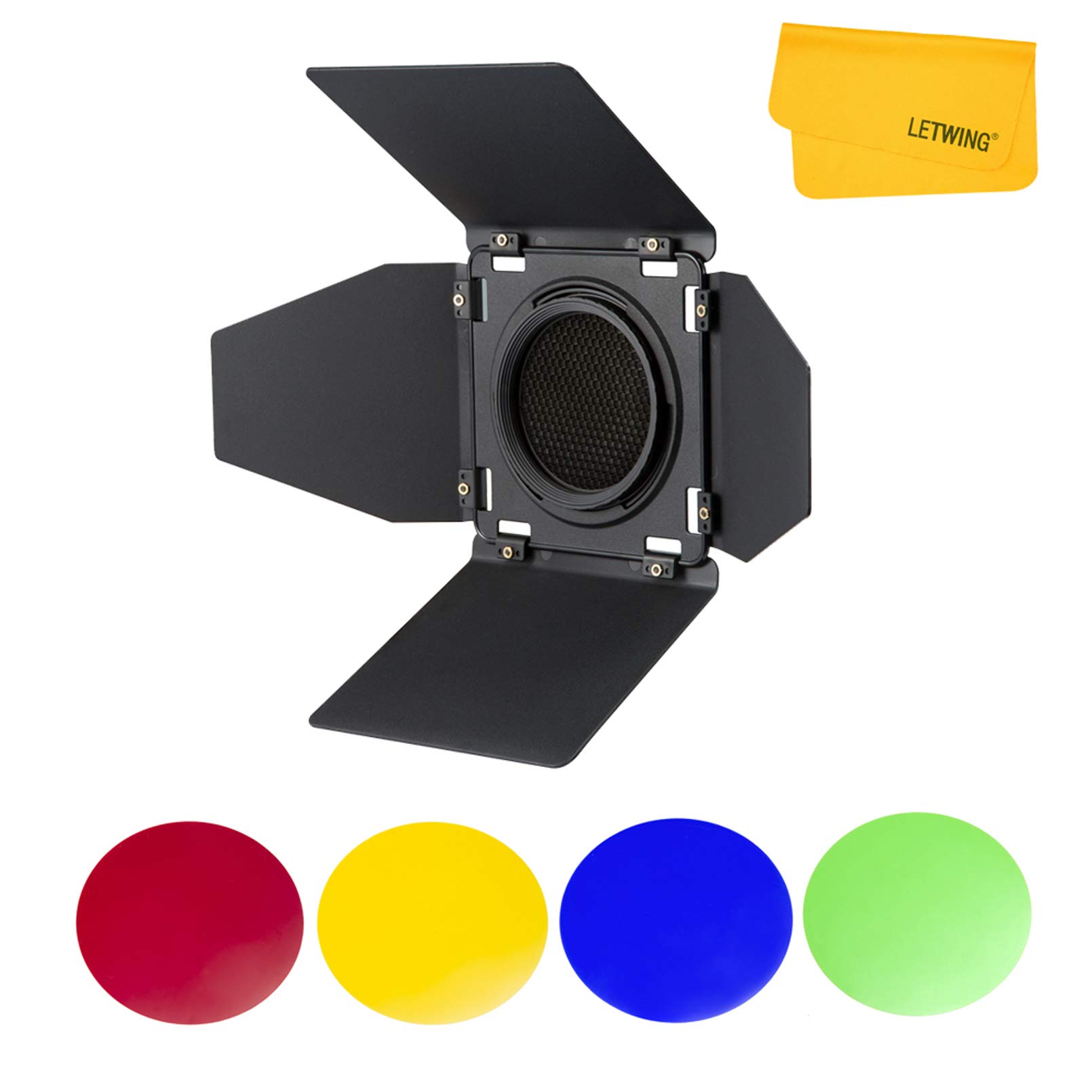 Godox BD-10 Barn Door with Honeycomb Grid and 4 Color Gel Filters (Yellow, Green, Red, Blue) for Godox AD300Pro Godox AD300 Pro Outdoor Flash Studio Strobe
