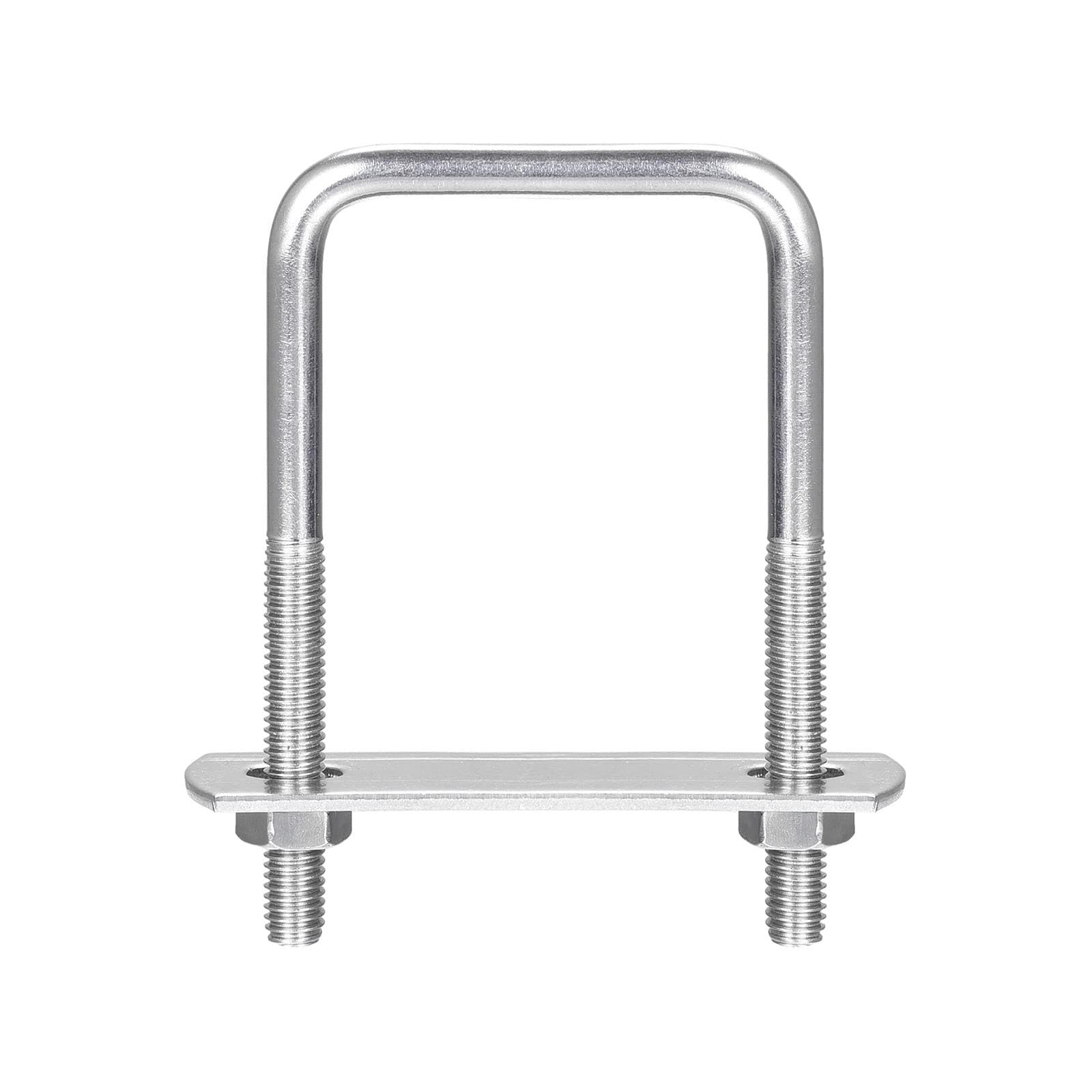 TA-VIGOR 8 sets M6 Square U-Bolts, 40mm Inner Width 80mm Length 304 Stainless Steel U-Bolts with Nut, Plate for Attaching Piping Conduit Cable Tube Brackets Boat Trailer