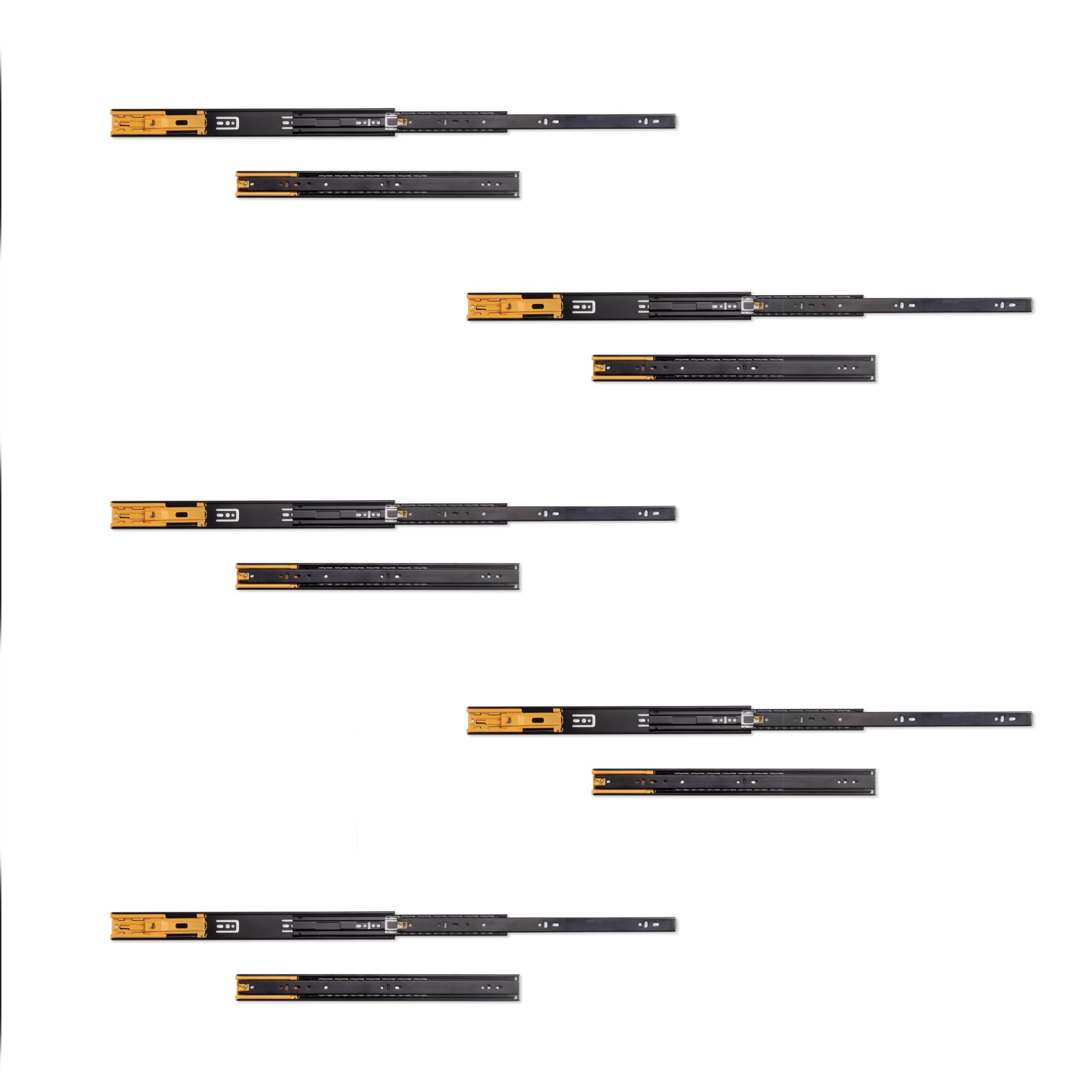 Emuca - Ball Bearing Drawer Slides 45mmx450mm (1,77 x 15,7 inch), Set of 5 Pairs of Full Extension Drawer Runners with Soft Closing, Black