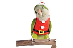 BARN ELEVEN Bird Clothes Birds Flight Suit, Christmas Hoodie for Parrots Cockatiel Sun Conure Christmas Party Cosplay Photo Prop Bird Small Animals Apparel (Without Diaper,Green-cheeked Conure) Red