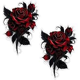ZUKHL 2pcs Vibrant Deep Red Rose Vinyl Sticker, 5.9'', Decal for Cars, Motorcycles, Helmets, Laptops and More - Bumper and Vehicle Body Decoration, Pink Rose Car Stickers Decals (2BZ251)