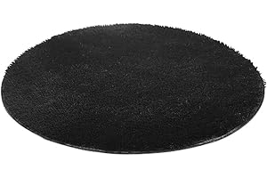 Kekon Ultra Soft Indoor Modern Round Area Rugs Fluffy Non-Slip Floor Carpets Silky Mat for Living Room Bedroom Kids and Baby Room Nursery and Pet, 1.3ft (Black)