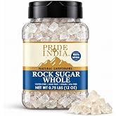 Pride Of India Rock Sugar Crystals, 12 oz | Pure Indian Mishri | Slow-Dissolving Natural Sweetener for Tea, Coffee, Desserts,