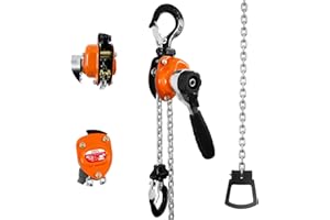 TKK Mini Chain Hoist 1/4 Ton 550Lbs - 5ft Lift, Manual Lever Chain Hoist G80 Alloy Steel, 2 Heavy Duty Hooks for Garages, Warehouse, Automotive Machinery Reliable