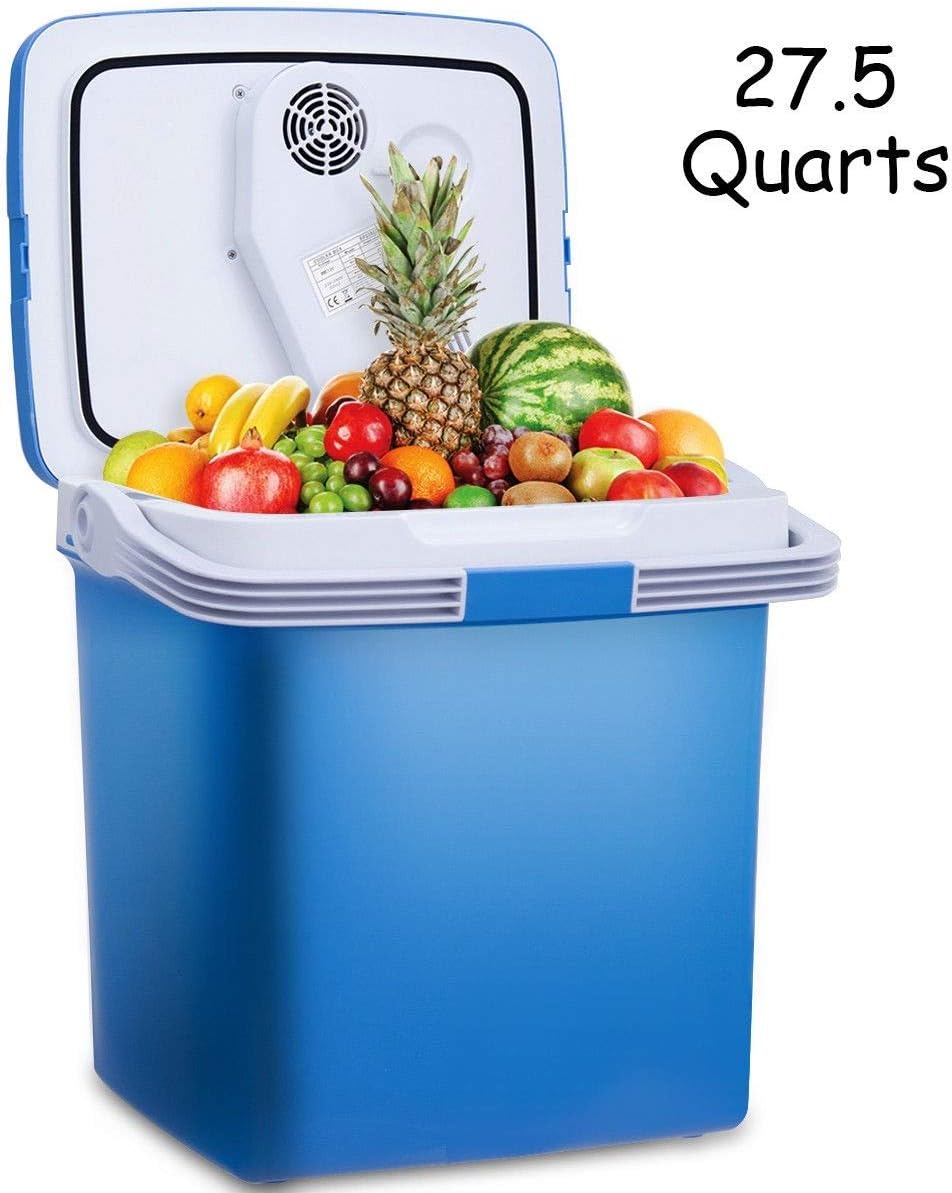 Multi-Use Refrigerator & Warmer 26L Navy Portable Lightweight Design Electric Cooler Fridge Food Warmer Convenient Carrying Handle for Home, Picnics, Camping, Fishing Trips