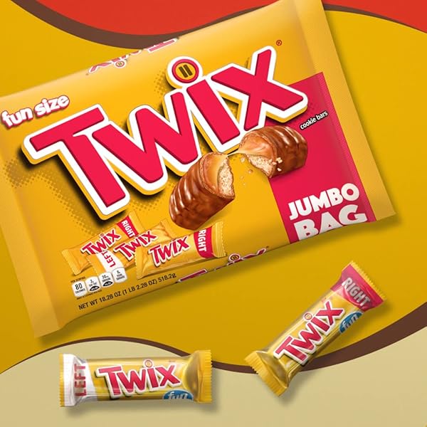 TWIX FUN SIZE CARAMEL COOKIE MILK CHOCOLATE CANDY BARS INDIVIDUALLY WRAPPED PARTY CANDY CHOCOLATE BARS, 18.28 OZ JUMBO BULK BAG