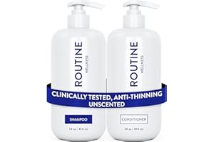 Routine Wellness Anti-Thinning Shampoo and Conditioner Set for Thinning Hair - Biotin DHT Blocker Women & Men - Color Safe Shampoo for Hair Loss & Healthier Hair - Unscented (Pack of 2)