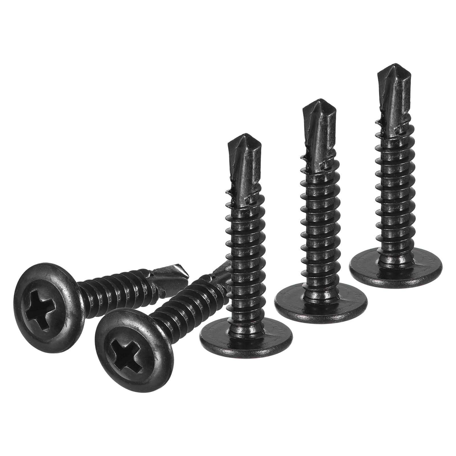 DTGN #10x1 Sheet Metal Screws - 250Pack - for Wood, Furniture - 410 Stainless Steel Phillips Round Head Washer Drill Tail Self Tapping Screws - Black — image 1