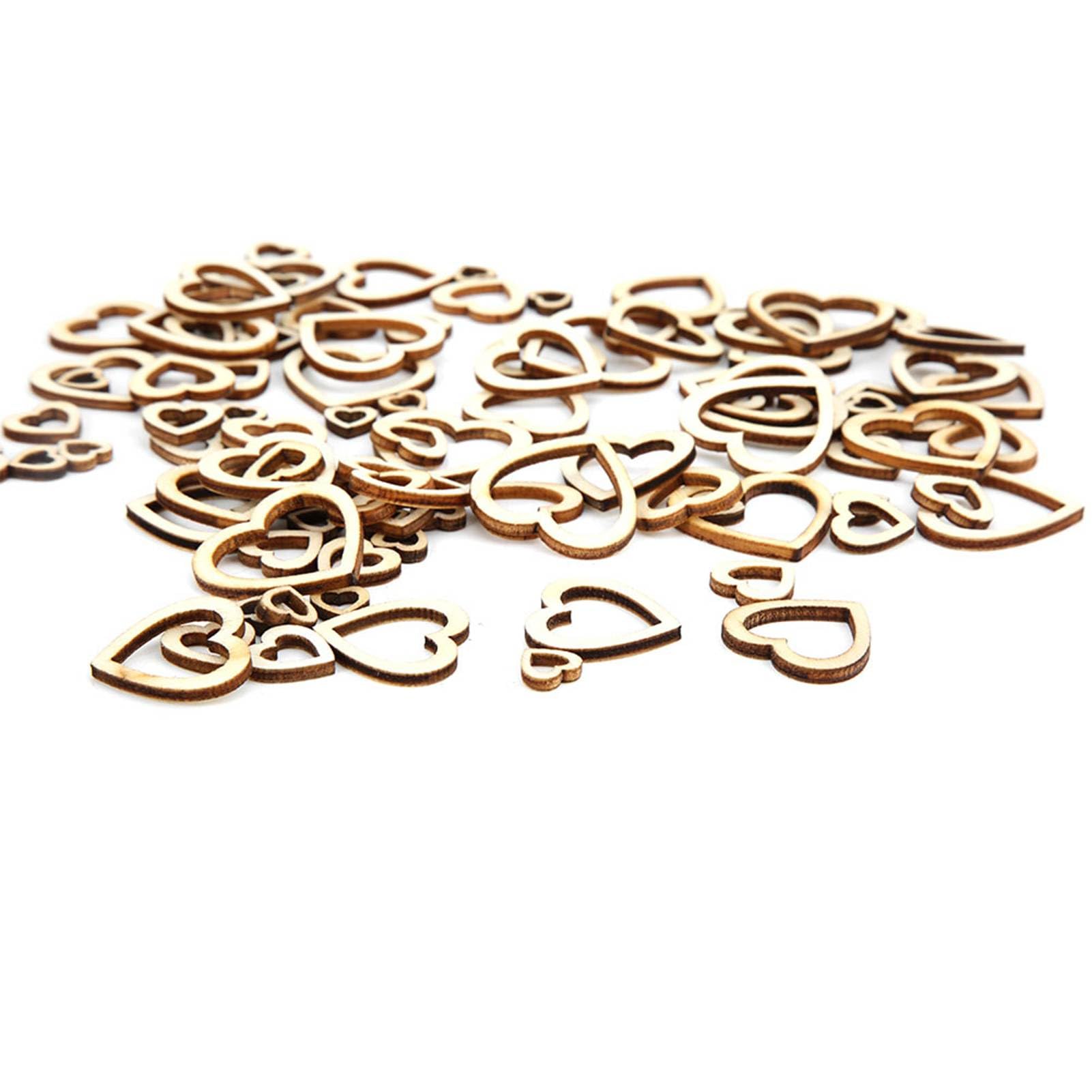 Wooden Hearts, 200PCS Mixed Sizes 10-30mm Unfinished Wood Cutouts for DIY Crafts Heart Embellishments for Art Projects Heart Embellishments for Art Projects
