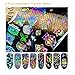 AIFAIFA 76 PCS Nail Stickers, Golden Silver Nail Art Water Transfer Decals, Metallic Nail Stickers Butterfly Lace Flower Dream Catcher Feather Nail Decorations with a Tweezer