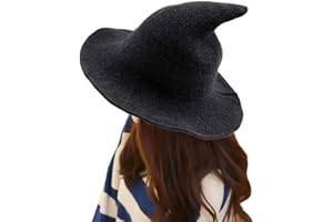 APOSU Witch Hat,Foldable Wool Halloween Witch Hat for Women,Pointed Wizard Cap for Cosplay Costume Accessory and Daily
