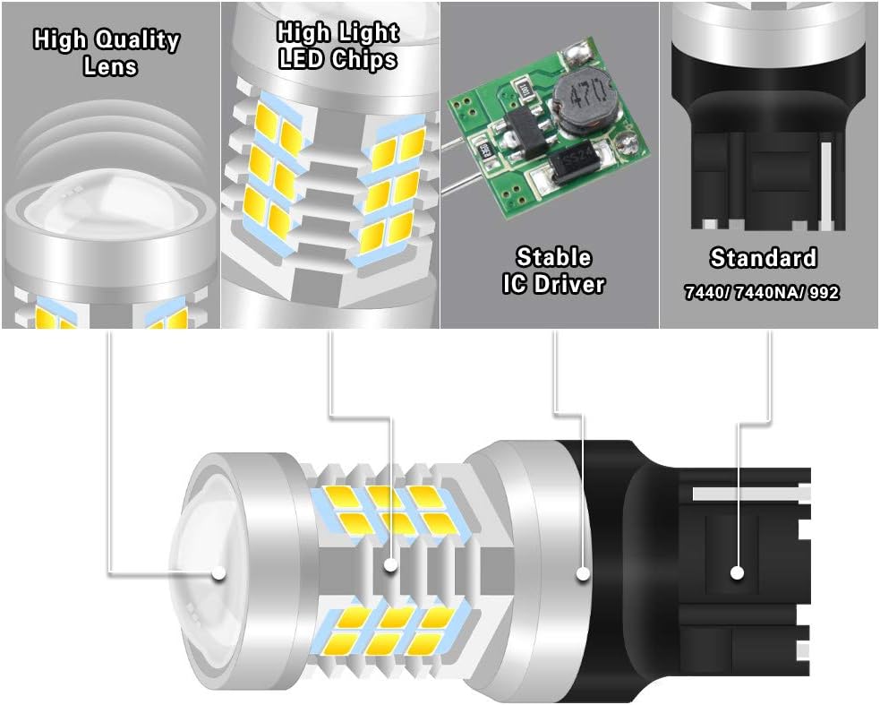 NATGIC 7440 7440NA 7441 992 T20 LED Bulbs Xenon White 21 - Image 4