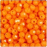 BeadTin Orange Opaque 8mm Faceted Round Craft Beads (450pcs)
