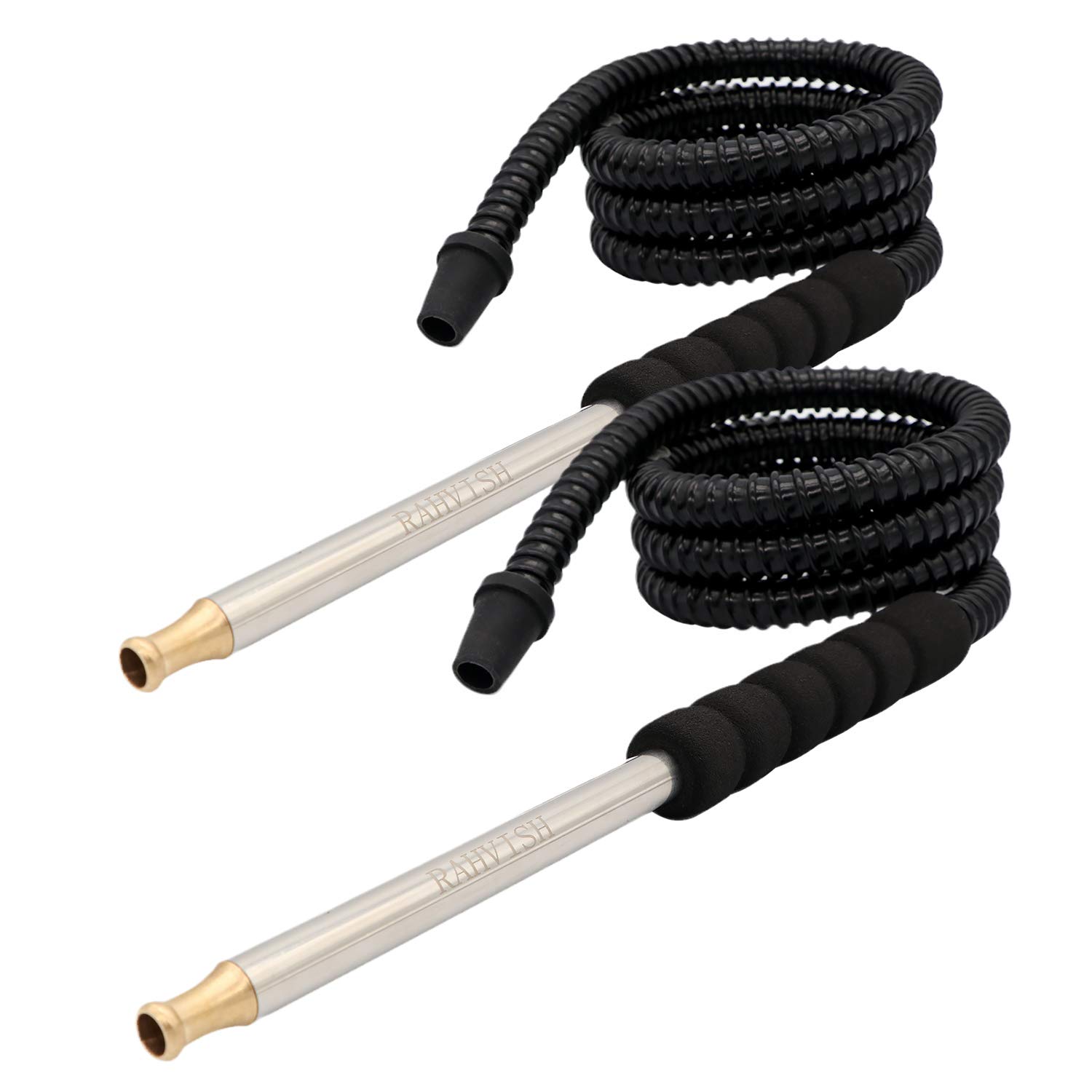 Photo 1 of RAHVISH 2 Pack 60'' Hookah Hose with Brass Hookah Tip Silicone Pipe Smoke Hose EVA Handle and Stainless Steel Connection for Hookah Accessories (2)