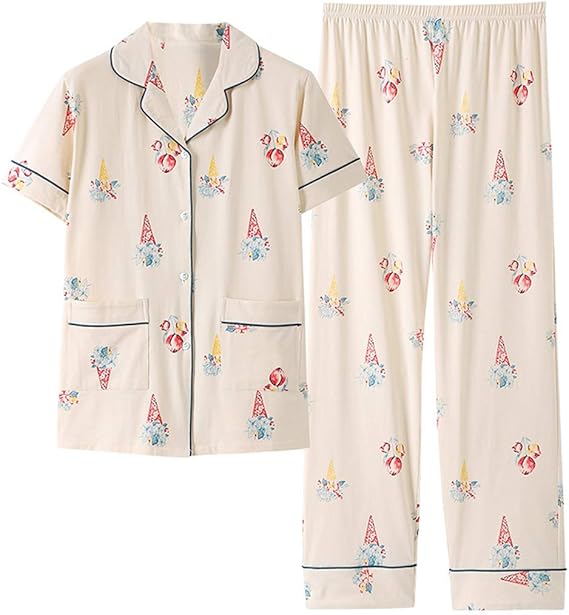 Amazon 三好優品 パジャマ レディース 前開き 可愛い 綿 夏 半袖 上下セット 部屋着 寝間着 ルームウェア 快適 柔らかい 通気 M Xxxl パジャマ ルームウェアセット 通販