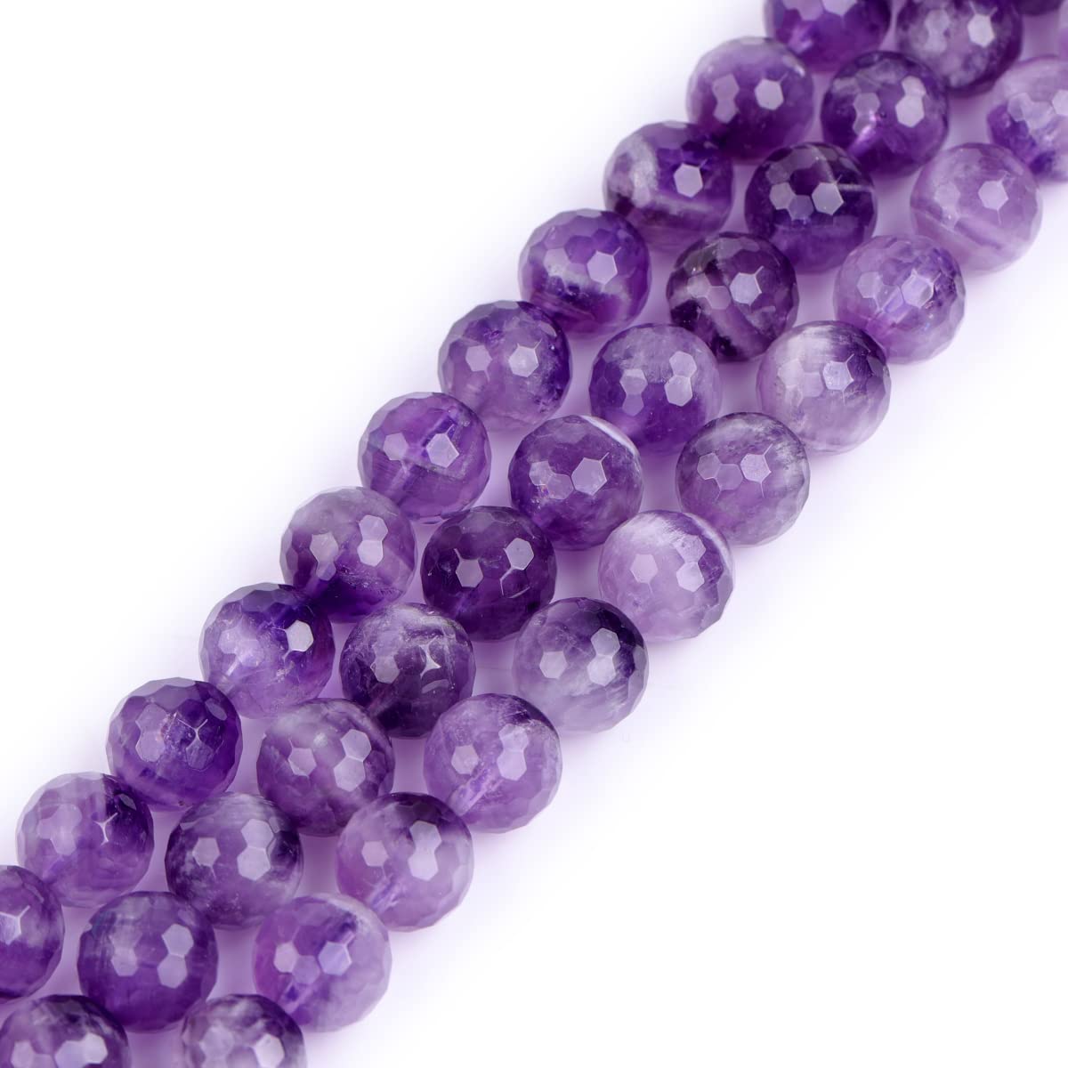 Sweet & Happy Girl's Gemstone Beads Strand SHGbeads 10mm Dream lace Amethyst Semi Precious Gemstone Round Faceted Loose Beads for Jewellery Making DIY Handmade Craft Supplies 15inch,Purple