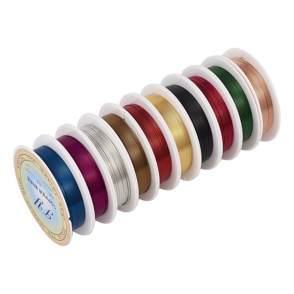 Beadthven 10Roll 24 Gauge/0.5mm Tarnish Resistant Copper Wire Mixed Color 262Ft(80m) Bendable Jewelry Beading Metal Wire for DIY Floral Craft Making Wrapping Pendants 8M/roll