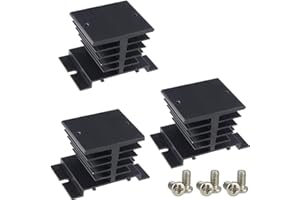 TIHOOD 3PCS Aluminum Heat Sink SSR Dissipation for Single Phase Solid State Relay 10A-40A Black