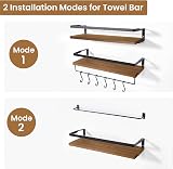AGM Floating Shelves Wall Mounted Shelf Set of 2 with Towel Bar 33 lbs view 2