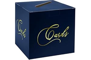 FALIZIFU Navy Blue and Gold Card Box Holder Envelope Box for Wedding Birthday Baby Shower Graduation Party Card Box