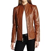 Captain Cory Womens Solid Cheezy Genuine Lambskin Leather Jacket, Biker Jacket