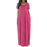 Nimsruc Women Summer Long Dress Casual Sexy Short Sleeve Loose Maxi Dresses for Women 2025