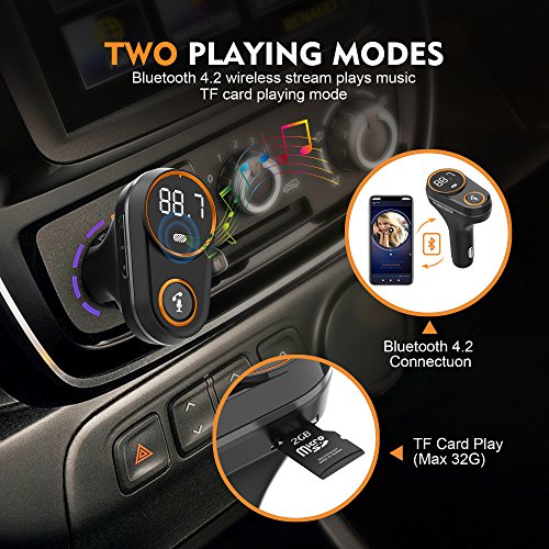 Bluetooth FM Transmitter for Car, (Rotating Design) Wireless Bluetooth