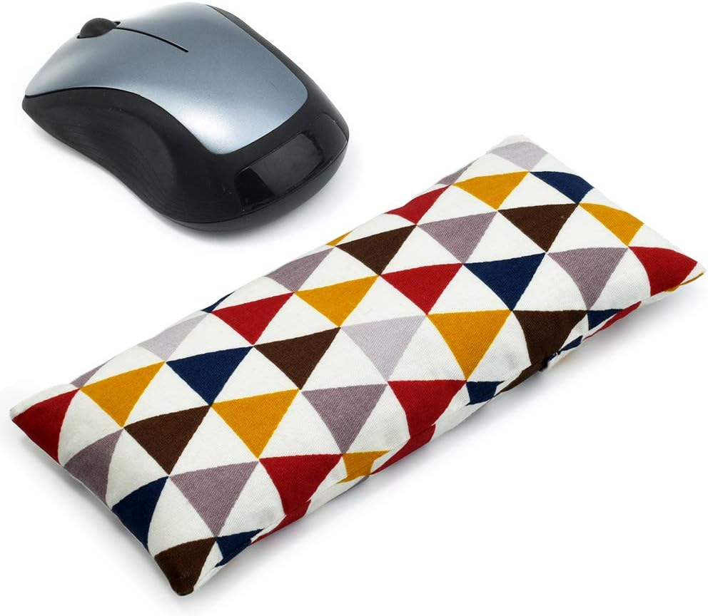 Mouse Wrist Rest Support Pad - Ergonomic Mouse Pad with Wrist Support for Computer, Laptop, Office Work, PC Gaming, Massage Ergobeads & Cotton Fabric (Triangle)