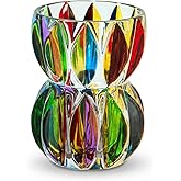 Hand Painted Gold Crystal Glass Vase 6.9 inch Tall (Hand Painted Colorful)