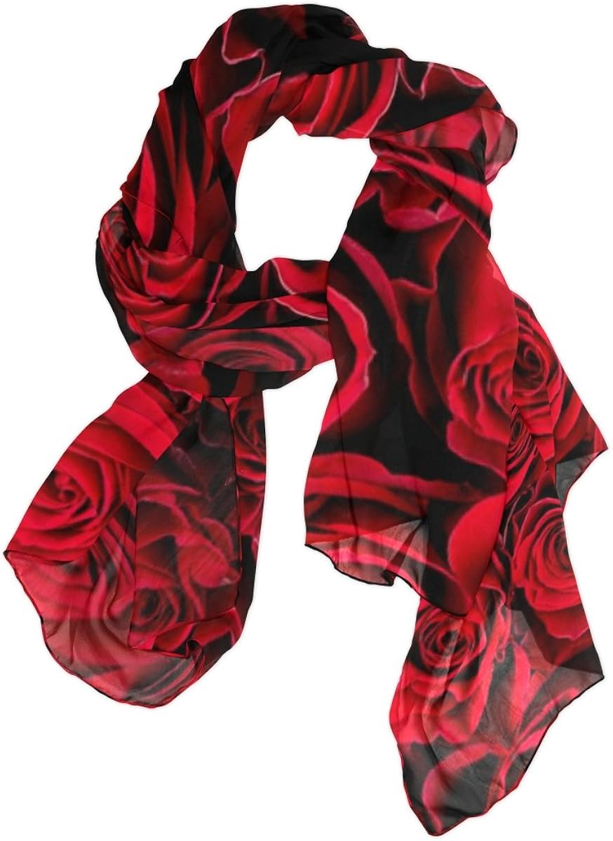 U LIFE Red Roses Flower Silk Scarf Scarves for Women at Amazon Women’s