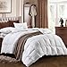Luxury King Size White Goose Feather Down Comforter,All Seasons Duvet Insert 600 Thread Count Soft 100% Organic Cotton Cover Down Proof,Medium Warth Cozy Duvet with 8 Corner Tabs