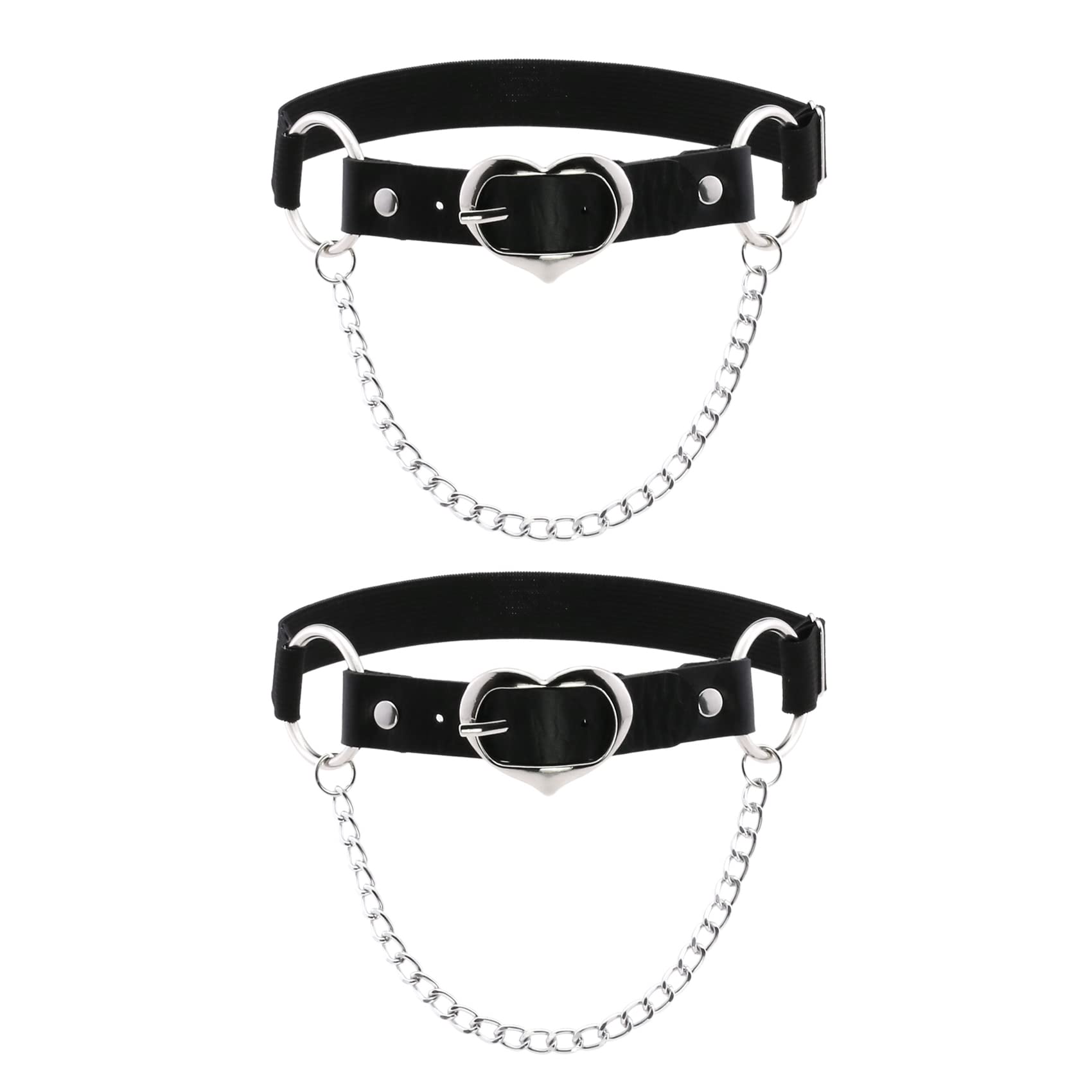 alisikee 2PCs Heart Leg Garter with Chain, Adjustable Thigh Garters for Girls Birthday Valentine Gift