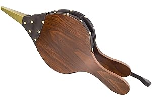 DYWISHKEY Wood Bellows, Fireplace Bellows 15.5 Inch x 7 Inch, Air Bellow Fireplace Blower Leather Bellows Fire Bellows for Fireplaces, BBQ and Camping, Bellow with Hanging Leather Strap (Brown)