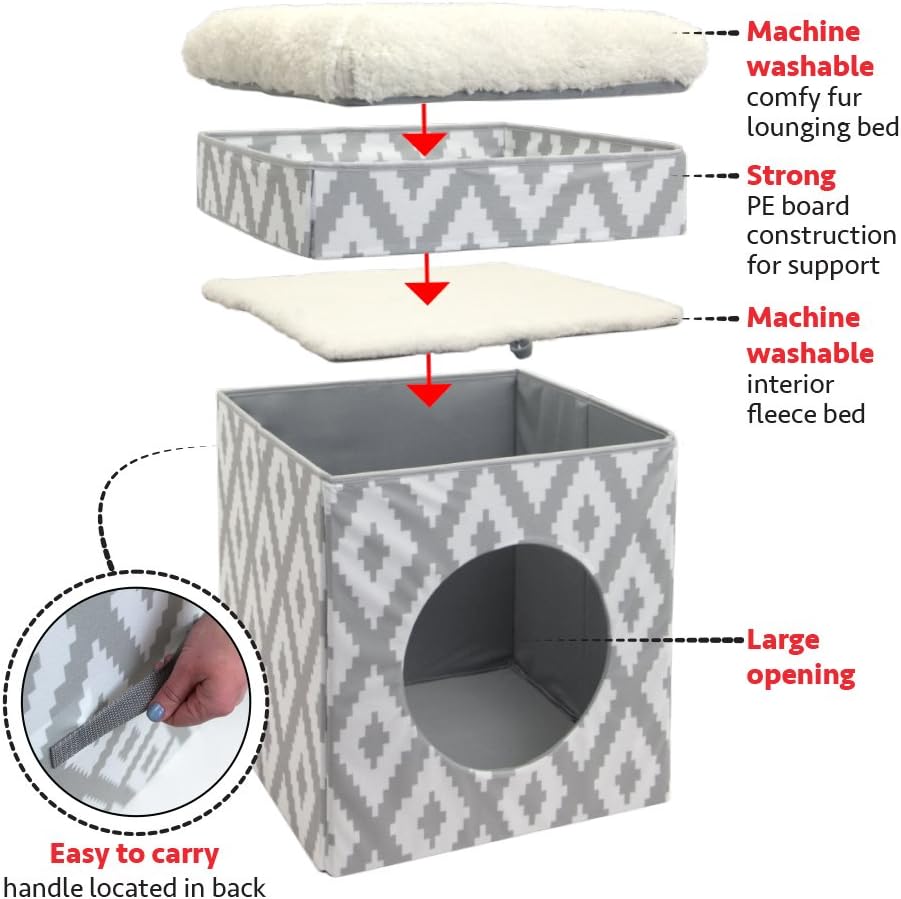 Kitty City Large Cat Bed, Stackable Cat Cube, Indoor Cat House/Cat Condo : Pet Supplies