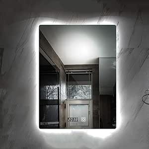 espejo de baño LED - Colgar en la Pared del baño Rectangular sin Marco