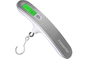 CYBERDYER 110 lbs Luggage Weight Scale Digital High Precision Scale Portable Handheld Scale with g/oz/kg/lb Travel Accessories Scale Luggage Scale Cover Backlit LCD Display (Luggage Weight Scale+Hook)