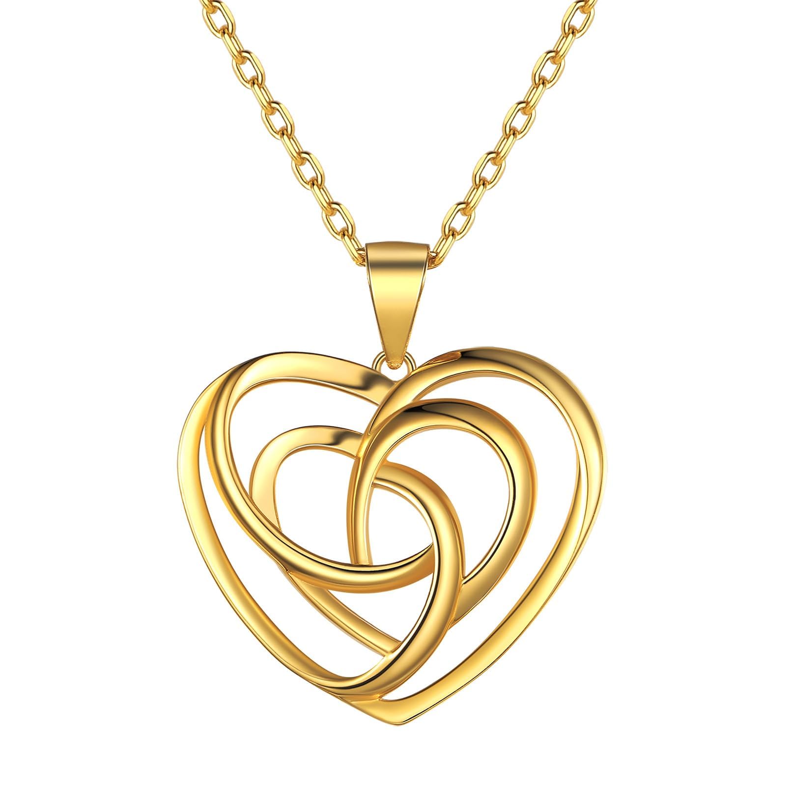 ChicSilver Gold Necklace Womens Celtic Knot Jewellery Sterling Silver Heart Charm Necklaces 18" inches+2" inches