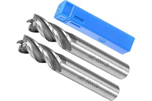 CoCud 4-Flute Spiral End Mill Bits, 10mm Diameter 22mm Length, High Speed Steel Straight Milling Cutter with Storage Case- (A