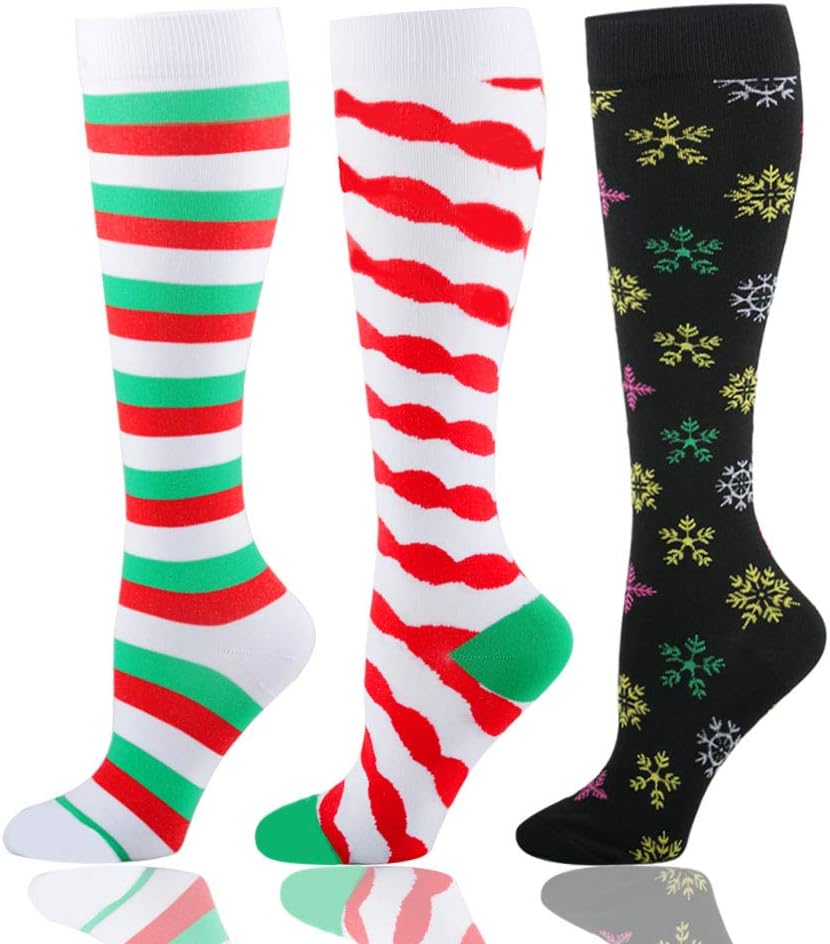 Compression Socks (20-30 mmHg) for Men & Women - 3 Pairs Best Stockings for Running, Flight, Travel, Nurses