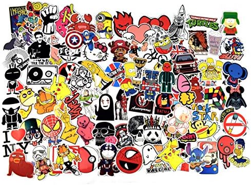 SupplyPro 100PCs Stickers New Style Random Mix Unique Waterproof Graffiti Stickers for Suitcase Skateboard Snowboarding Helmet Luggage Guitar Car Bike Bicycle Laptops (F)