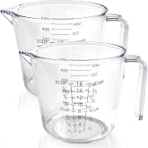 Adameng 2Pcs 2 Cup Plastic Measuring Cup,Plastic Liquid Measuring Cups for Baking,Cooking,Mixing